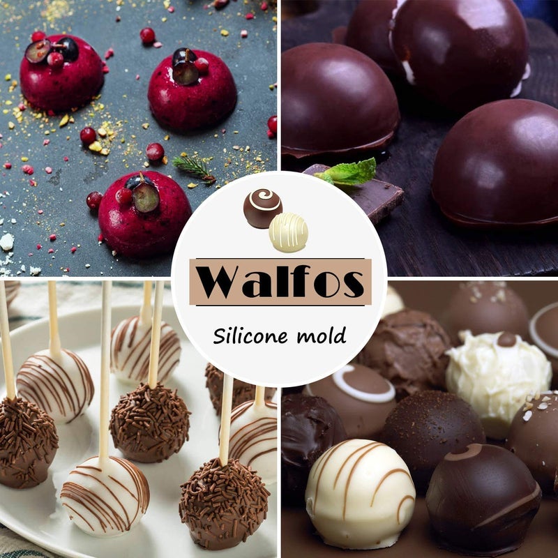 Walfos Mini 24-Cavity Semi Circular Silicone Mold, 2 Packs Half Sphere Silicone Baking Molds for Making Jelly, Chocolates and Cake - Image 3